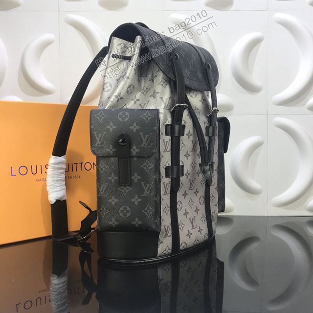 LV包 lv男雙肩背包 N41379銀花配黑花 Christopher小號雙肩包  ydh3518